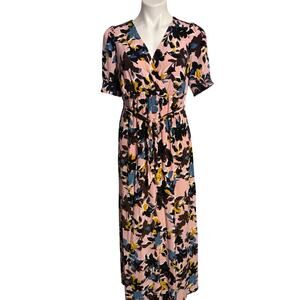 Motherhood Maternity Pink Floral Wrap Maxi Dress Size S
